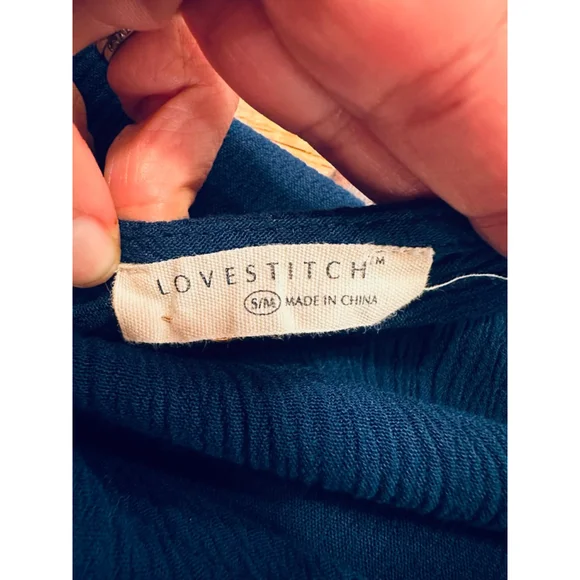 LOVESTITCH Navy Blue Gauze Maxi Dress Pockets S/M - Picture 8 of 12